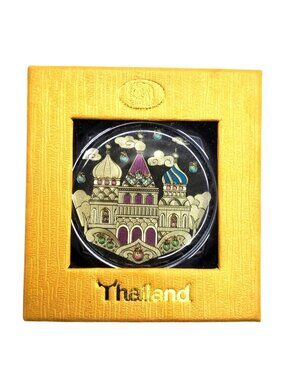 vintage sinthai thailand asian very ornamentlal dual mirror compact